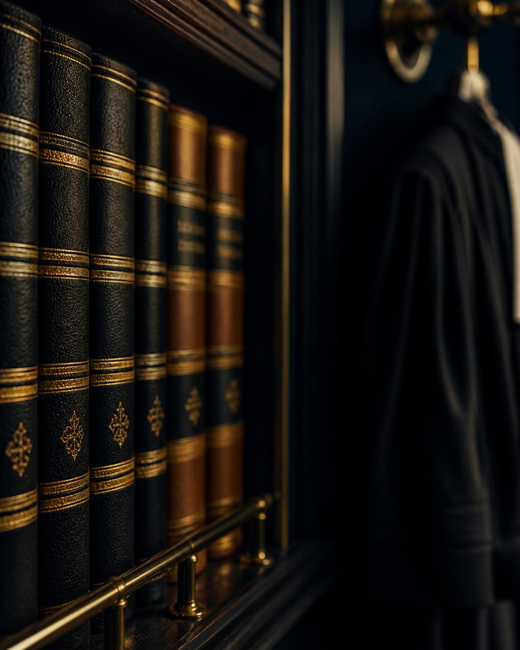 Księgi prawnicze i toga adwokacka w kancelarii